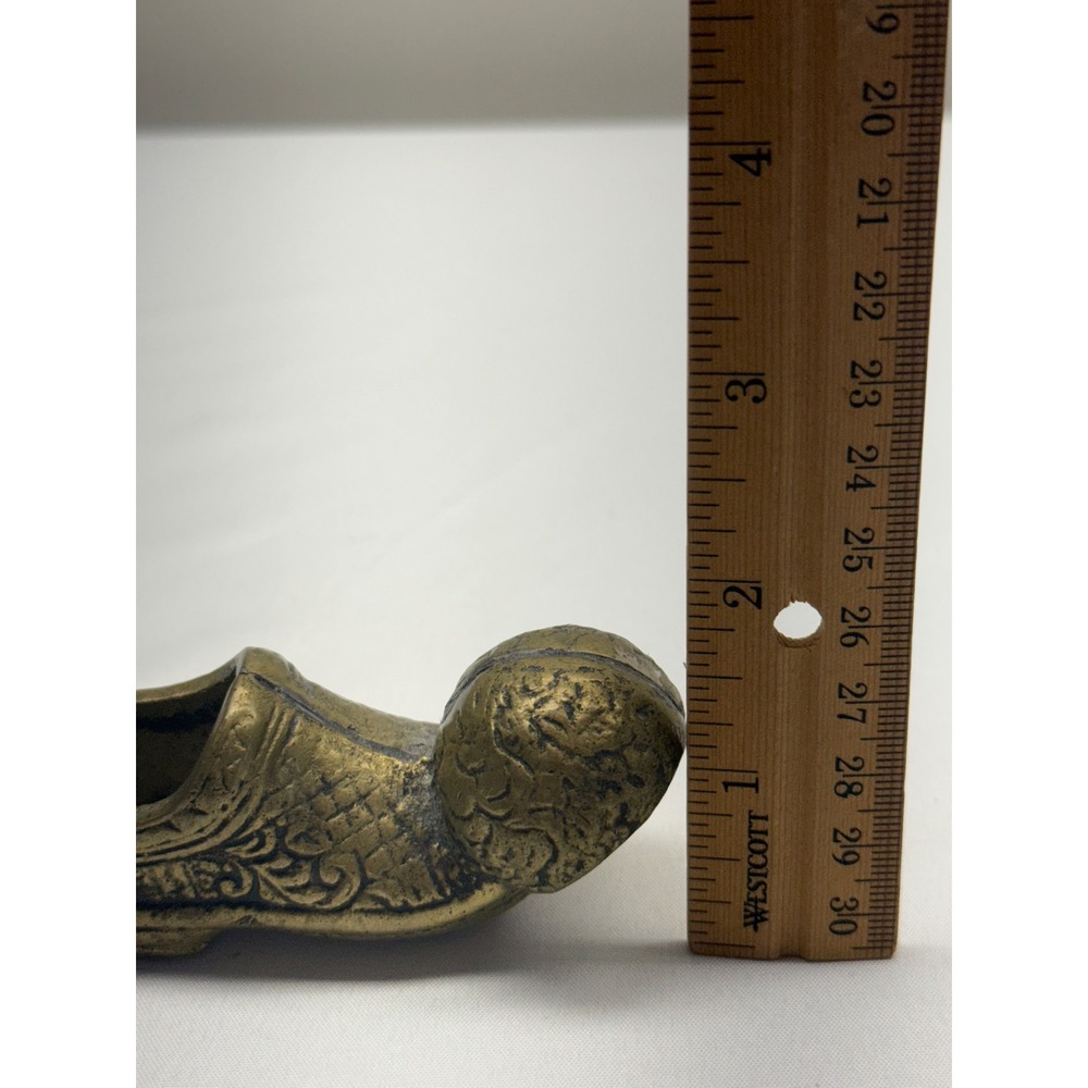 Vintage Solid Brass Dutch Clog Shoe Embossed Floral Detail 3.75 Inch - Picture 6 of 6